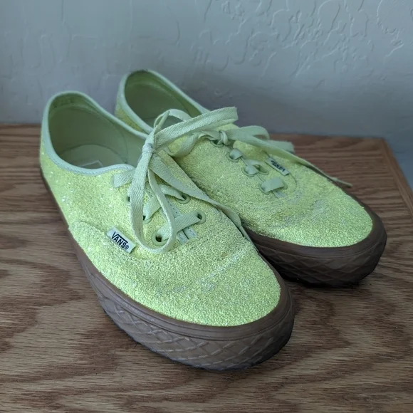 Vans Glitter Neon Green Yellow Ice Cream Low Top Shoes - Picture 1 of 7
